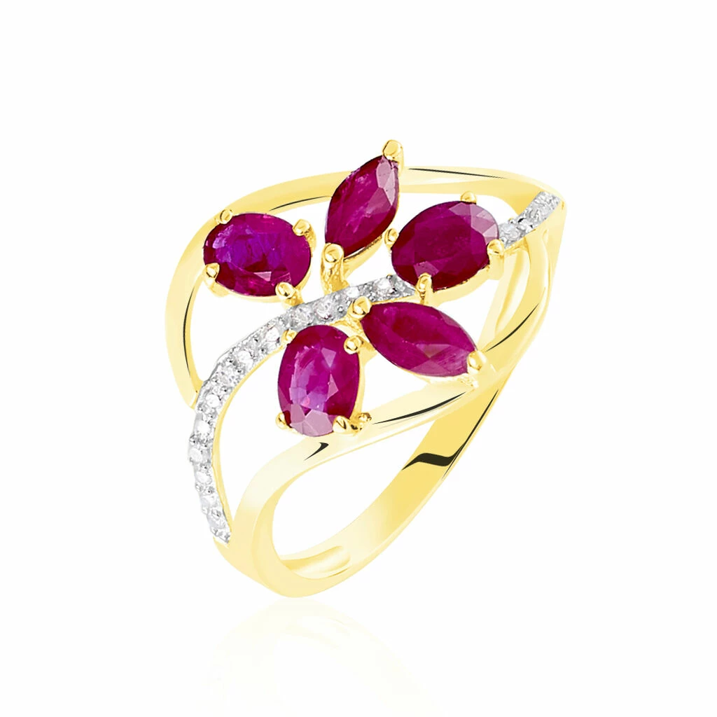 Histoire D'Or Bague Orchidee Or Bicolore Rubis Diamant 1 Histoire D'Or Bague Orchidee Or Bicolore Rubis Diamant