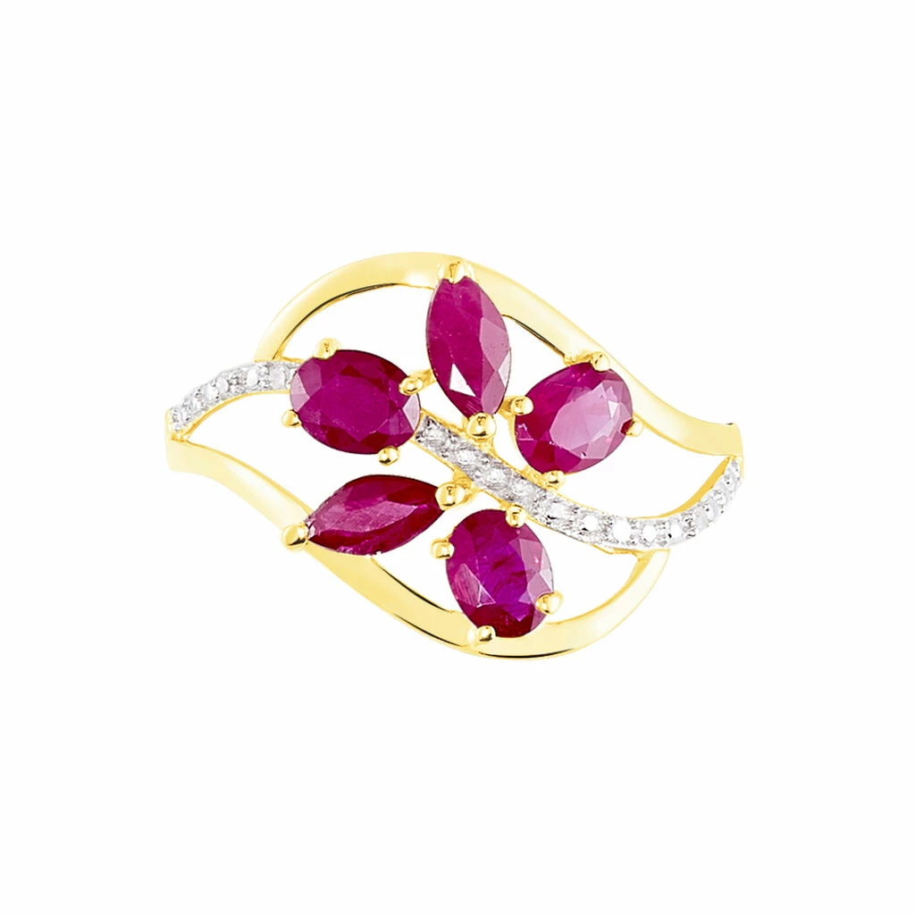Histoire D'Or Bague Orchidee Or Bicolore Rubis Diamant 2 Histoire D'Or Bague Orchidee Or Bicolore Rubis Diamant – Image 2