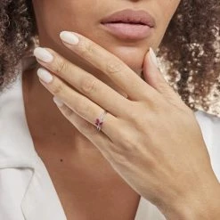 Histoire D'Or Bague Maura Or Blanc Rubis Et Diamant -Colliers Fantaisie Soldes B3DFBRR286 model1