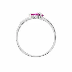 Histoire D'Or Bague Maura Or Blanc Rubis Et Diamant -Colliers Fantaisie Soldes B3DFBRR286 view2