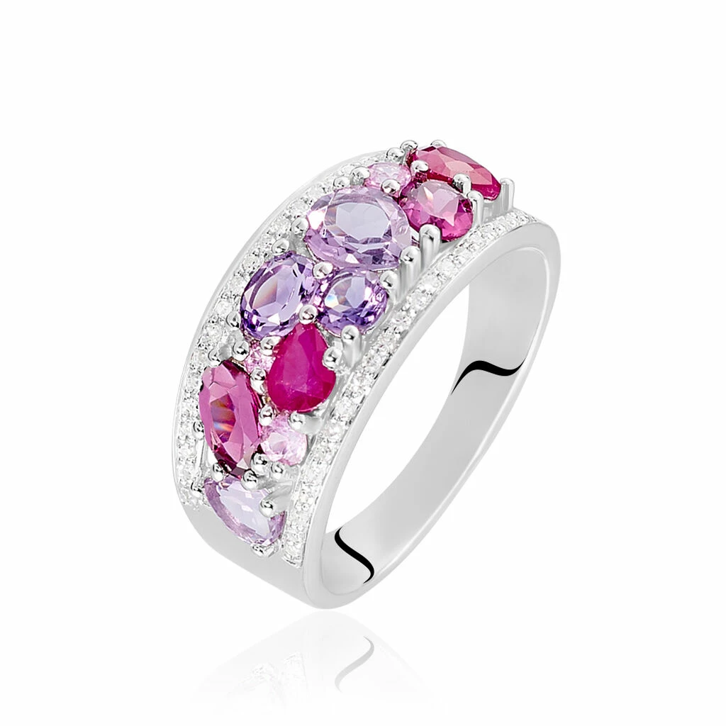 Histoire D'Or Bague Multicolore Or Blanc Amethyste Et Saphir Et Rhodolite 1 Histoire D'Or Bague Multicolore Or Blanc Amethyste Et Saphir Et Rhodolite