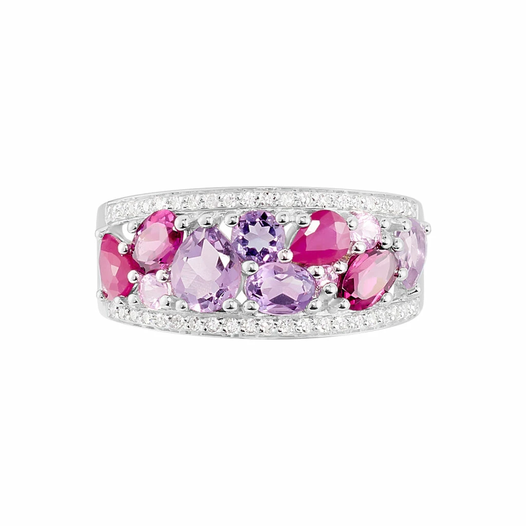 Histoire D'Or Bague Multicolore Or Blanc Amethyste Et Saphir Et Rhodolite 2 Histoire D'Or Bague Multicolore Or Blanc Amethyste Et Saphir Et Rhodolite – Image 2