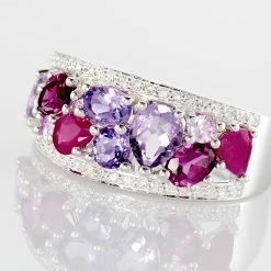 Histoire D'Or Bague Multicolore Or Blanc Amethyste Et Saphir Et Rhodolite 9 Histoire D'Or Bague Multicolore Or Blanc Amethyste Et Saphir Et Rhodolite -Colliers Fantaisie Soldes B3DFBSS218 view3
