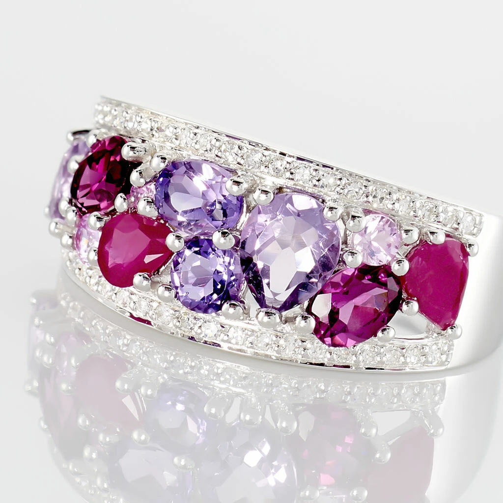 Histoire D'Or Bague Multicolore Or Blanc Amethyste Et Saphir Et Rhodolite 4 Histoire D'Or Bague Multicolore Or Blanc Amethyste Et Saphir Et Rhodolite – Image 4
