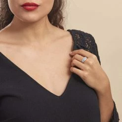 Histoire D'Or Bague Margaux Or Blanc Topaze Et Diamant -Colliers Fantaisie Soldes B3DFBTB414 model0