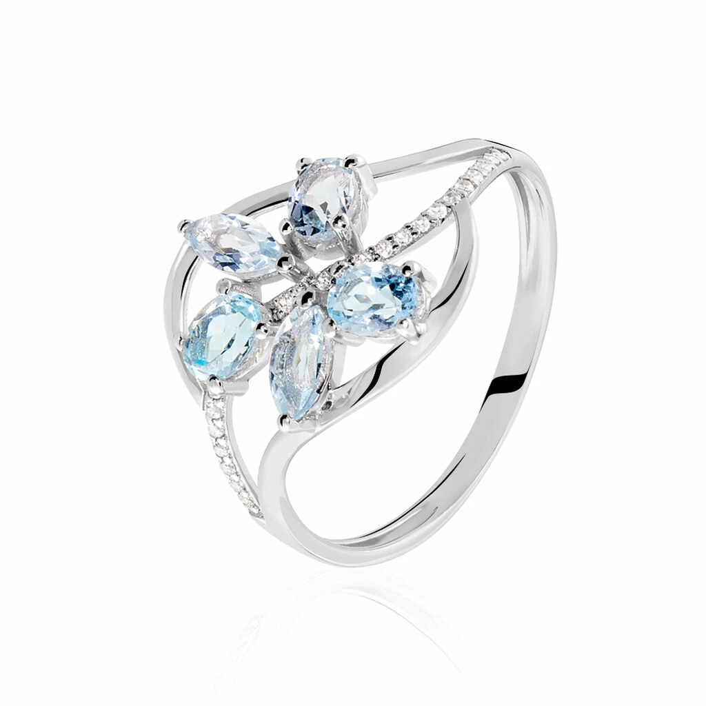 Histoire D'Or Bague Orchidee Or Blanc Topaze Oxyde De Zirconium 1 Histoire D'Or Bague Orchidee Or Blanc Topaze Oxyde De Zirconium