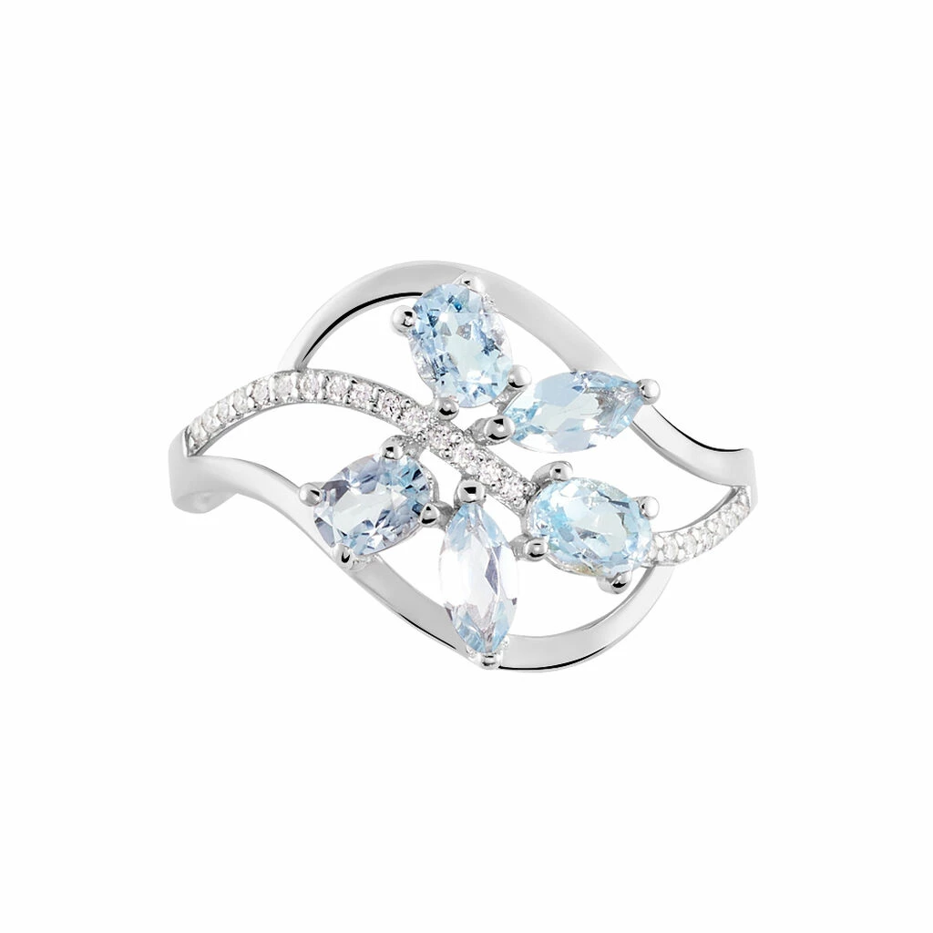 Histoire D'Or Bague Orchidee Or Blanc Topaze Oxyde De Zirconium 2 Histoire D'Or Bague Orchidee Or Blanc Topaze Oxyde De Zirconium – Image 2