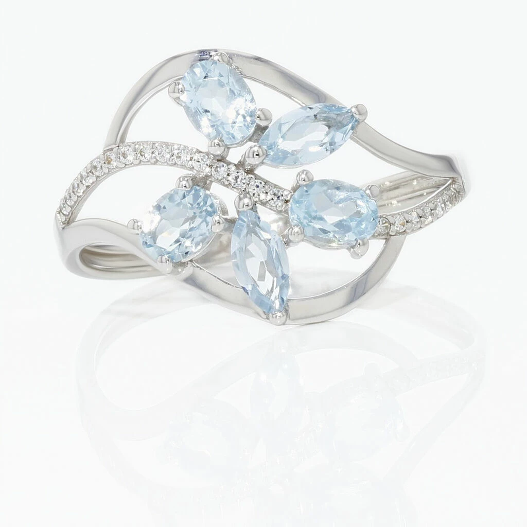 Histoire D'Or Bague Orchidee Or Blanc Topaze Oxyde De Zirconium 4 Histoire D'Or Bague Orchidee Or Blanc Topaze Oxyde De Zirconium – Image 4