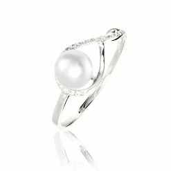 Histoire D'Or Bague Davy Or Blanc Perle De Culture Et Diamant