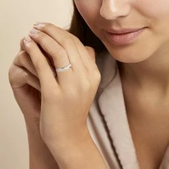 Histoire D'Or Bague Aglae Or Blanc Oxyde De Zirconium -Colliers Fantaisie Soldes B3DFBZW602 model1