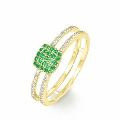 Histoire D'Or Bague Aude Or Jaune Emeraude Et Diamant
