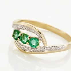 Histoire D'Or Bague Or Jaune Aurora Emeraudes Diamants -Colliers Fantaisie Soldes B3DFJEV462 view3