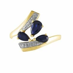 Histoire D'Or Bague Dahlia Or Jaune Saphir Diamant -Colliers Fantaisie Soldes B3DFJSB018 view2