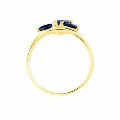 Histoire D'Or Bague Dahlia Or Jaune Saphir Diamant -Colliers Fantaisie Soldes B3DFJSB018 view3
