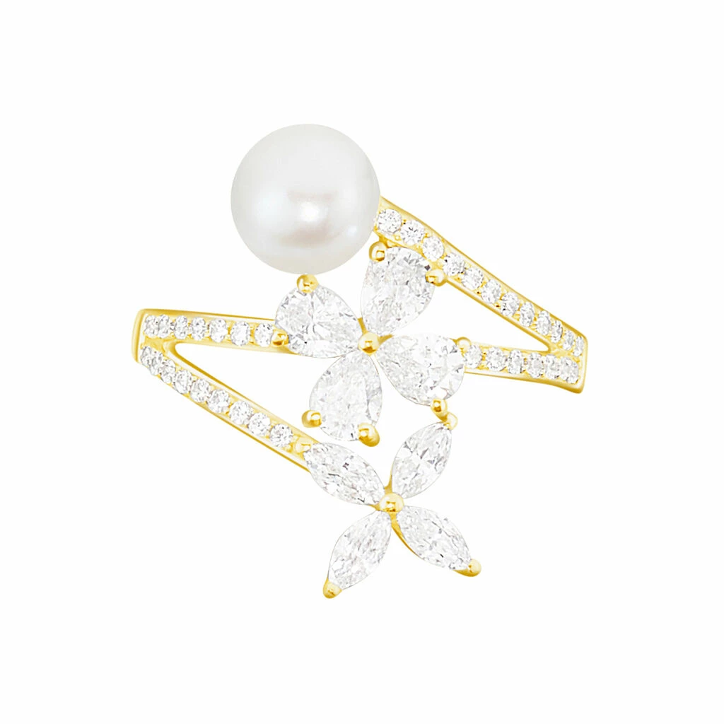 Histoire D'Or Bague Norah Or Jaune Perle De Culture Et Oxyde De Zirconium 2 Histoire D'Or Bague Norah Or Jaune Perle De Culture Et Oxyde De Zirconium – Image 2