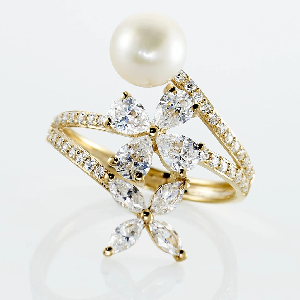 Histoire D'Or Bague Norah Or Jaune Perle De Culture Et Oxyde De Zirconium 4 Histoire D'Or Bague Norah Or Jaune Perle De Culture Et Oxyde De Zirconium – Image 4