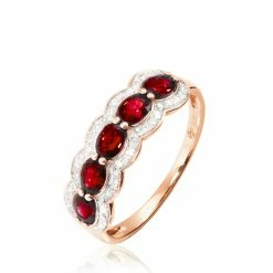 Histoire D'Or Bague Margaux Or Rose Grenat Et Diamant
