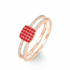 Histoire D'Or Bague Aude Or Rose Rubis Et Diamant
