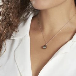 Histoire D'Or Pendentif Syana Or Blanc Perle De Culture De Tahiti -Colliers Fantaisie Soldes B3PFBHH001 model1