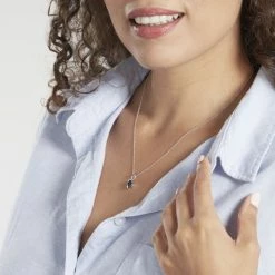 Histoire D'Or Pendentif Prudencia Or Blanc Saphir -Colliers Fantaisie Soldes B3PFBSN001 model0