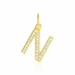 Histoire D'Or Pendentif Lettre N Or Jaune Oxyde