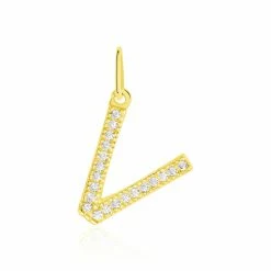 Histoire D'Or Pendentif Lettre V Or Jaune Oxyde