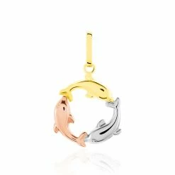 Histoire D'Or Pendentif Haizia Trio Dauphins Or Tricolore