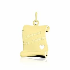 Histoire D'Or Pendentif Irenca Message Parchemin Or Jaune