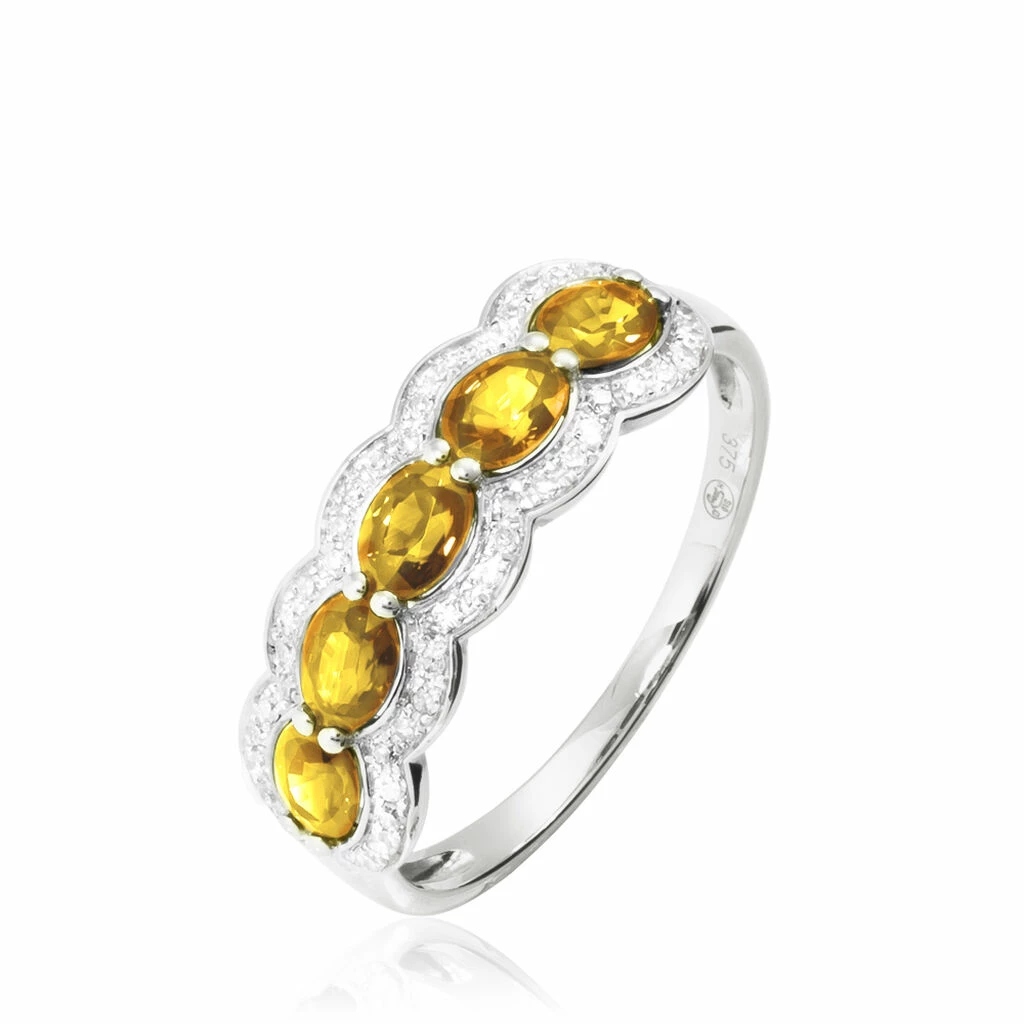 Histoire D'Or Bague Margaux Or Blanc Citrine Et Diamant 1 Histoire D'Or Bague Margaux Or Blanc Citrine Et Diamant