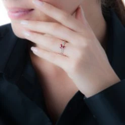 Histoire D'Or Bague Maura Or Blanc Rubis Et Diamant -Colliers Fantaisie Soldes B7DFBRR425 model0