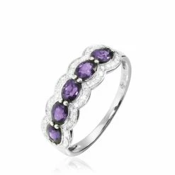 Histoire D'Or Bague Margaux Or Blanc Amethyste Et Diamant