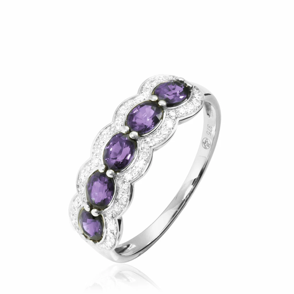 Histoire D'Or Bague Margaux Or Blanc Amethyste Et Diamant 1 Histoire D'Or Bague Margaux Or Blanc Amethyste Et Diamant