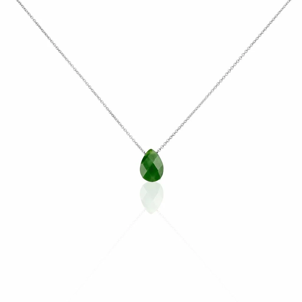 Histoire D'Or Collier Alvena Argent Blanc Rhodié Malachite Vert 1 Histoire D'Or Collier Alvena Argent Blanc Rhodié Malachite Vert