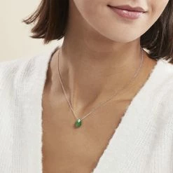 Histoire D'Or Collier Alvena Argent Blanc Rhodié Malachite Vert 6 Histoire D'Or Collier Alvena Argent Blanc Rhodié Malachite Vert -Colliers Fantaisie Soldes FACFBAV007 model0