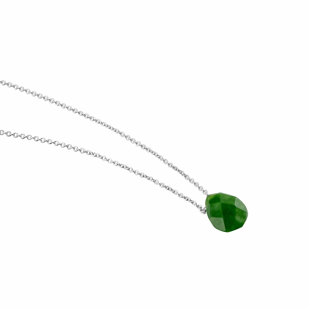 Histoire D'Or Collier Alvena Argent Blanc Rhodié Malachite Vert 2 Histoire D'Or Collier Alvena Argent Blanc Rhodié Malachite Vert – Image 2