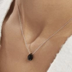 Histoire D'Or Collier Alvena Argent Blanc Rhodié Agate Noir -Colliers Fantaisie Soldes FACFBFN011 model1