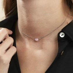 Histoire D'Or Collier Evren Argent Blanc Quartz Rose -Colliers Fantaisie Soldes FACFBQS021 model1