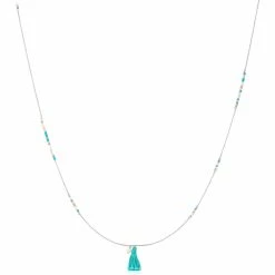 Histoire D'Or Collier Sautoir Ninon Argent Blanc Perle D'imitation Et Chrysoprase