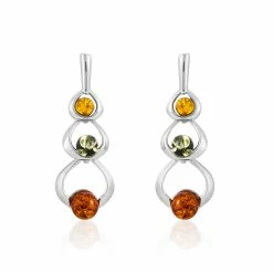 Histoire D'Or Boucles D'oreilles Pendantes Agneta Argent Blanc Ambre