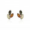 Histoire D'Or Boucles D'oreilles Puces Argent Blanc Claudetteae Ambres