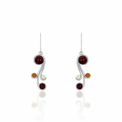 Histoire D'Or Boucles D'oreilles Pendantes Alexa Argent Blanc Ambre