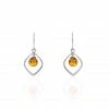 Histoire D'Or Boucles D'oreilles Pendantes Iva Argent Blanc Ambre