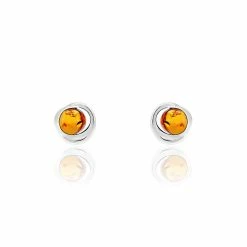 Histoire D'Or Boucles D'oreilles Argent Blanc Franjo Ambre