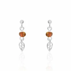 Histoire D'Or Boucles D'oreilles Pendantes Nolana Argent Blanc Ambre