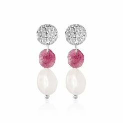 Histoire D'Or Boucles D'oreilles Pendantes Arcelia Argent Blanc Quartz Tourmaline