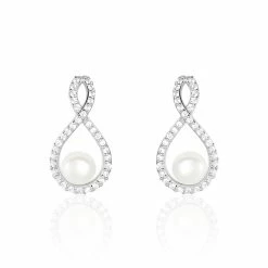 Histoire D'Or Boucles D'oreilles Pendantes Saja Argent Perle De Culture Et Oxyde