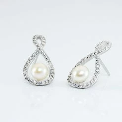 Histoire D'Or Boucles D'oreilles Pendantes Saja Argent Perle De Culture Et Oxyde -Colliers Fantaisie Soldes FAOFBU2059 view2