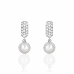 Histoire D'Or Boucles D'oreilles Pendantes Providence Argent Perle De Culture Oxyde