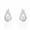 Histoire D'Or Boucles D'oreilles Puces Marie-magdeleine Argent Perle D'imitation