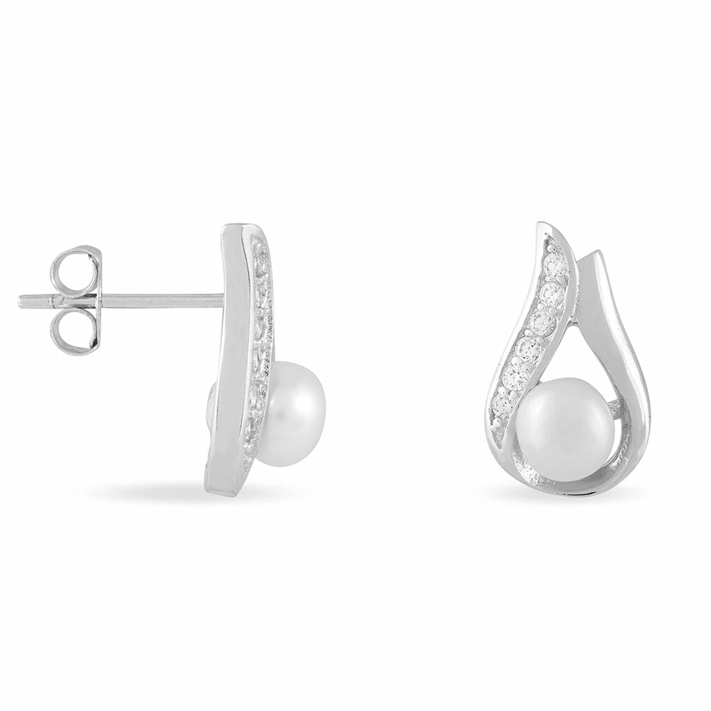 Histoire D'Or Boucles D'oreilles Puces Marie-magdeleine Argent Perle D'imitation 2 Histoire D'Or Boucles D'oreilles Puces Marie-magdeleine Argent Perle D'imitation – Image 2